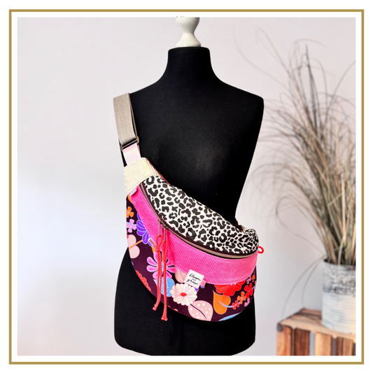 MOONBAG - BIG - Leo Canvas / Softcord rosa / Canvas Blüten