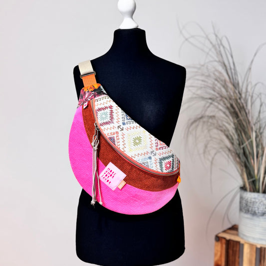 MOONBAG - BIG - Brokat Ethno / Cord cognac / Cord himbeer / Samt Blüten