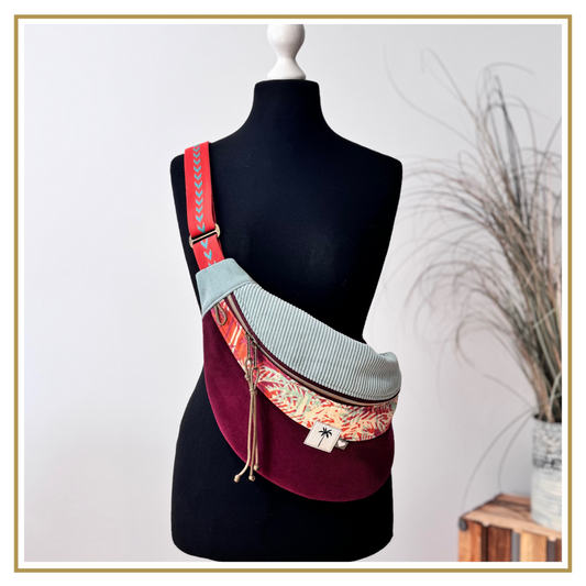 MOONBAG - BIG - Cord salbei / Outdoor Palme / Babycord burgunder