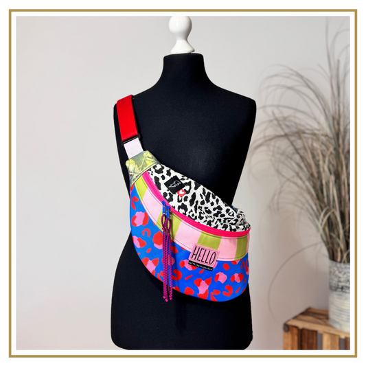 MOONBAG - BIG - Cord Leo b&w Outdoor Strips / Outdoor Leo blau / gold