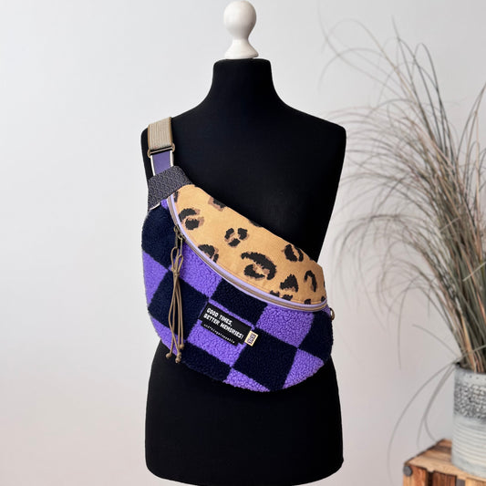 MOONBAG - BIG - Canvas natur / Teddy lila Karo