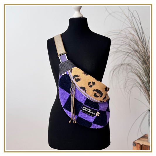 MOONBAG - BIG - Canvas natur / Teddy lila Karo